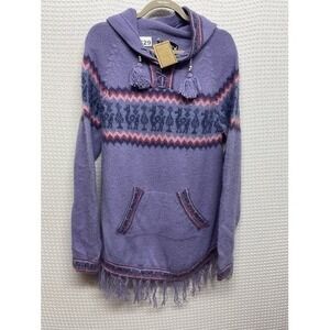 NWT The Alpaca Connection Purple Hooded Hoodie XL Peru Lana/Alpaca/Acrylic